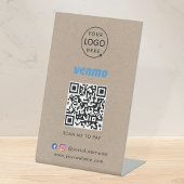 Venmo QRコード支払 |クラフト素朴ビジネスロゴ 台座サイン