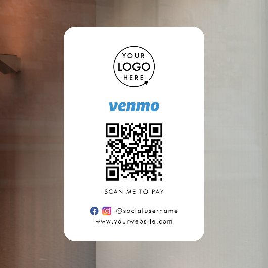 Venmo QRコード支払 |スキャンしてビジネスロゴを支払う ウィンドウサイン