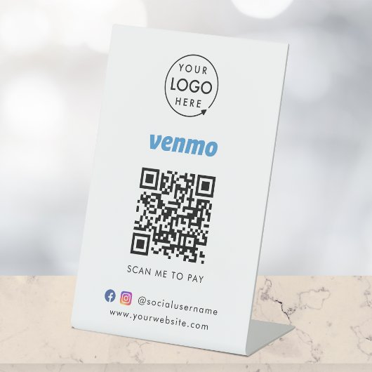 Venmo QRコード支払 |スキャンしてビジネスロゴを支払う 台座サイン