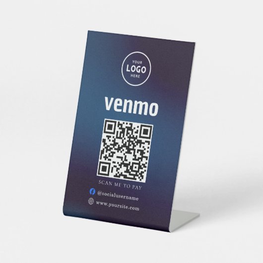 Venmo QRコード支払 |スキャンしてビジネスロゴを支払う 台座サイン (正面)