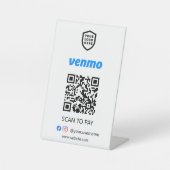 Venmo QRコード支払 |支払い対象の白いスキャン 台座サイン (正面)