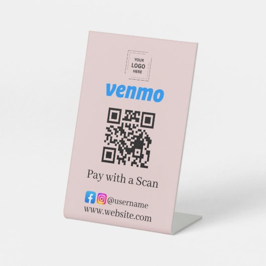 Venmo QRコード決済用カウンターサイン 台座サイン (正面)
