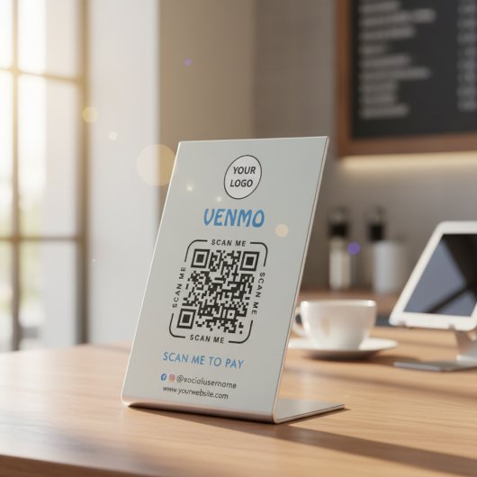 Venmo QRコード決済 | ビジネスロゴをスキャンして支払う 台座サイン
