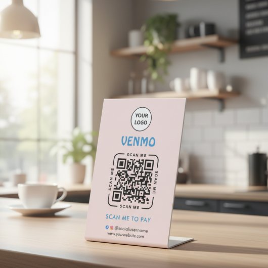 Venmo QRコード決済 | ビジネスロゴをスキャンして支払う 台座サイン