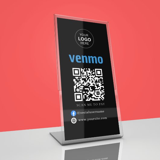 Venmo QRコード決済 | ビジネスロゴをスキャンして支払う 台座サイン