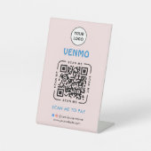 Venmo QRコード決済 | ビジネスロゴをスキャンして支払う 台座サイン (正面)