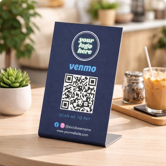 Venmo QRコード決済 | ビジネスロゴ入りスキャン式支払い 台座サイン