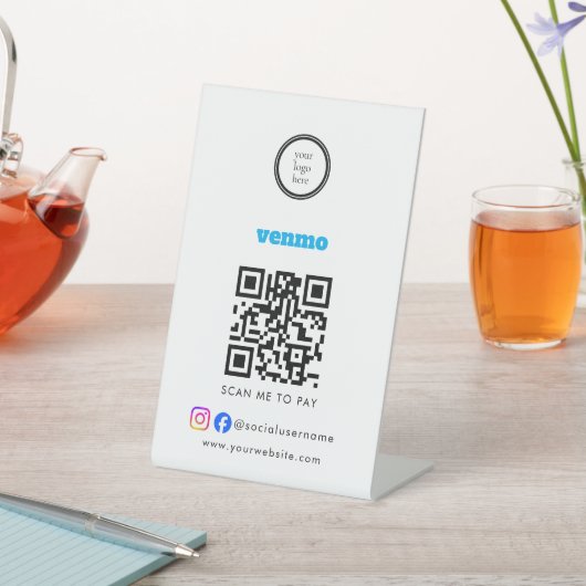 Venmo QRコード決済 | ビジネス ロゴをスキャンして支払う 台座サイン (インサイチュ)