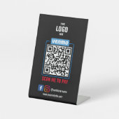 Venmo QRコード決済 | ブラック スキャンしてビジネスにお支払い 台座サイン (正面)