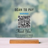 Venmo QRコード スキャンで支払い アクリルサイン (ニュートラル)