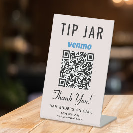 Venmo QRコード ピンクのチップジャー 台座サイン