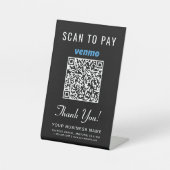 Venmo QRコード ブラック スキャンして支払うカウンター用 台座サイン (正面)