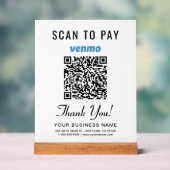 Venmo QRコード ホワイト スキャン決済 アクリルサイン (ニュートラル)
