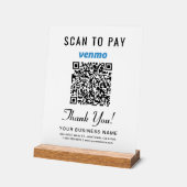 Venmo QRコード ホワイト スキャン決済 アクリルサイン (傾斜)