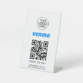 Venmo QRコード ロゴ入り 非接触型決済 台座サイン (正面)