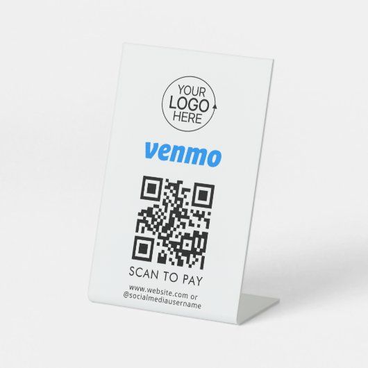 Venmo QRコード ロゴ入り 非接触型決済 台座サイン (正面)