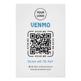 Venmo QR Code Payment | Scan to Pay Business Logo ポスター
