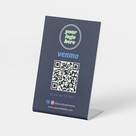 Venmo QR Code Payment | Scan to Pay Business Logo 台座サイン (正面)