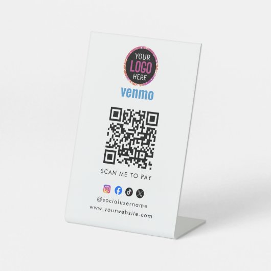 Venmo QR Code Payment | Scan to Pay Business Logo  台座サイン (正面)