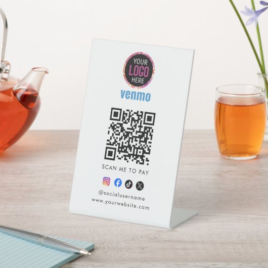Venmo QR Code Payment | Scan to Pay Business Logo 台座サイン (インサイチュ)