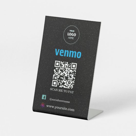 Venmo QR Code Payment | Scan to Pay Business Logo  台座サイン (正面)