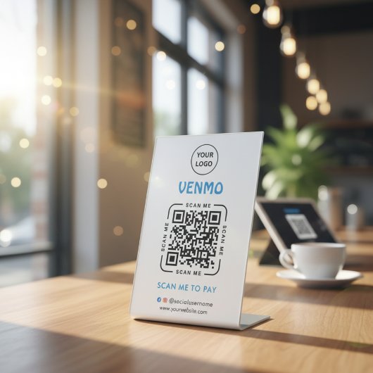 Venmo QR Code Payment | Scan to Pay Business Logo 台座サイン