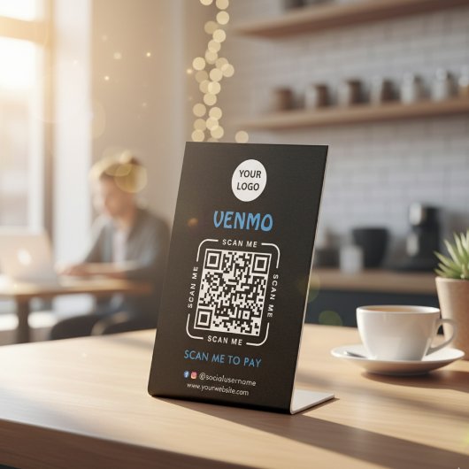 Venmo QR Code Payment | Scan to Pay Business Logo 台座サイン