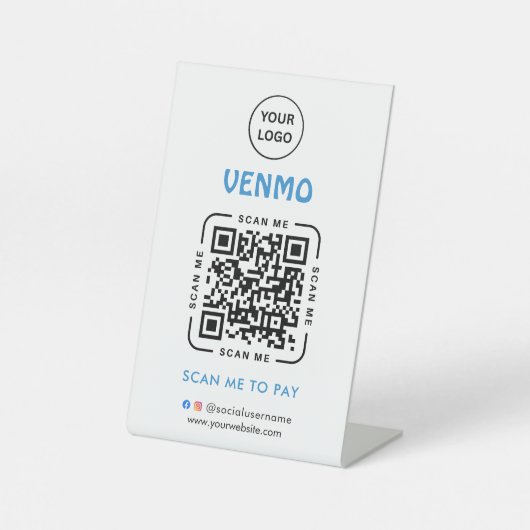Venmo QR Code Payment | Scan to Pay Business Logo 台座サイン (正面)
