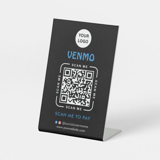 Venmo QR Code Payment | Scan to Pay Business Logo 台座サイン (正面)