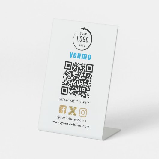 Venmo QR Code Payment | Scan to Pay Business Logo 台座サイン (正面)