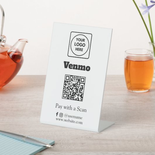 Venmo QR Code | Scan to Pay Custom Business Logo 台座サイン (インサイチュ)