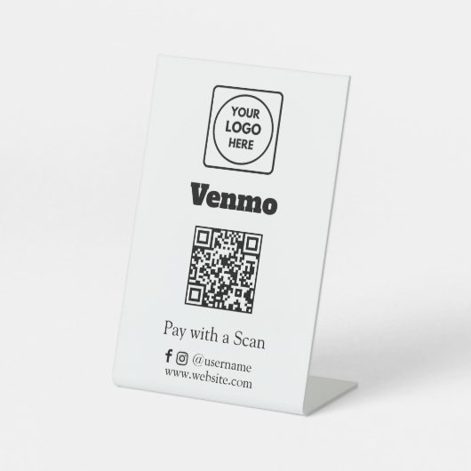 Venmo QR Code | Scan to Pay Custom Business Logo 台座サイン (正面)