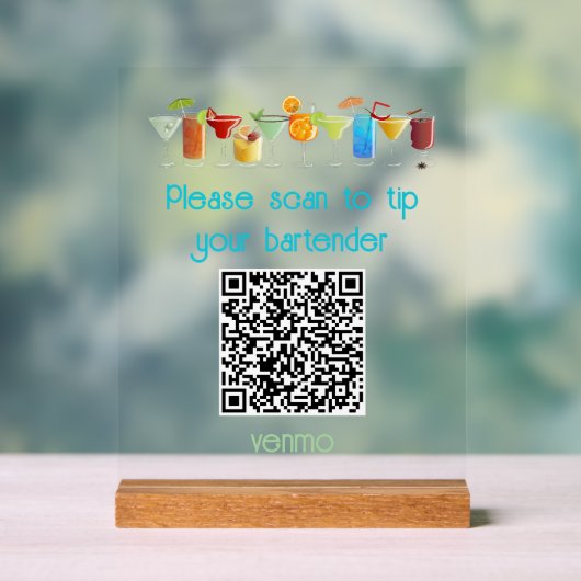Venmo QR Code Tip Sign | アクリルサイン (ニュートラル)