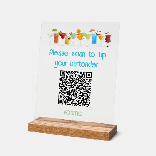 Venmo QR Code Tip Sign | アクリルサイン (傾斜)