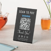 Venmo Scan to Pay QR Code Black Tabletop 台座サイン (インサイチュ)