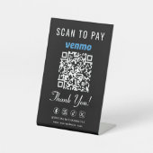 Venmo Scan to Pay QR Code Black Tabletop 台座サイン (正面)