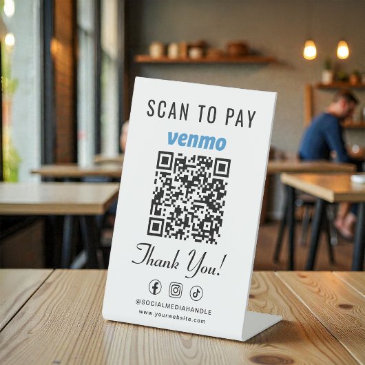 Venmo Scan to Pay QR Code Tabletop 台座サイン