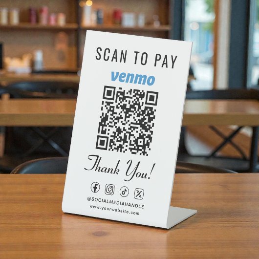 Venmo Scan to Pay QR Code Tabletop 台座サイン