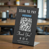 Venmo Scan to Pay QR Code Tabletop Black 台座サイン
