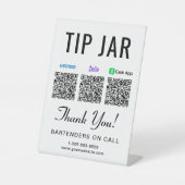 Venmo Zelle Cashapp QRコードチップジャー 台座サイン (正面)