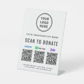 Venmo Zelle CashApp QRコードロゴ 寄付をスキャン 台座サイン (正面)