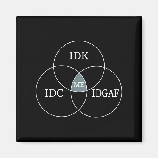 Venn Diagram IdgafミームおもしろいサイエンスサイエンスフィクションIdc Id マグネット (正面)