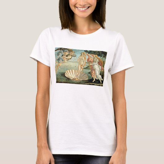 Venusの誕生c.1485 (キャンバス上のテンペラ) tシャツ (正面)