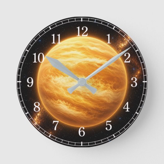 Venus Wall Clock — Space-Inspired Design ラウンド壁時計 (正面)