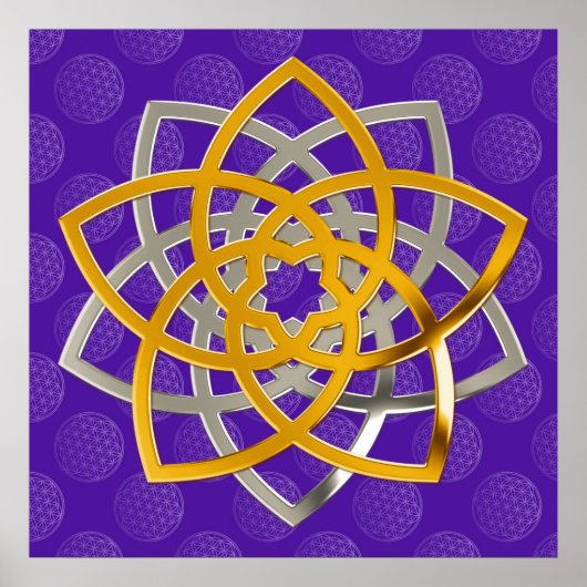 Venusblume Duo GoldSilver | flower of life pattern ポスター (正面)