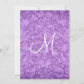 Ver 003を結婚する紫色の白黒のダマスク織 招待状 (裏面)