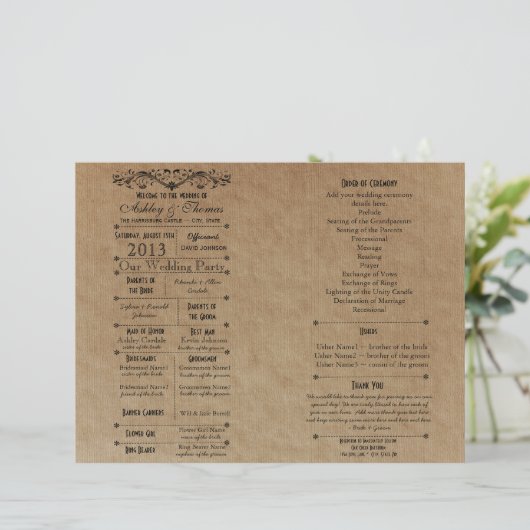 Ver 3ファン用カスタムウェディングプログラムテンプレート (スタンド正面)