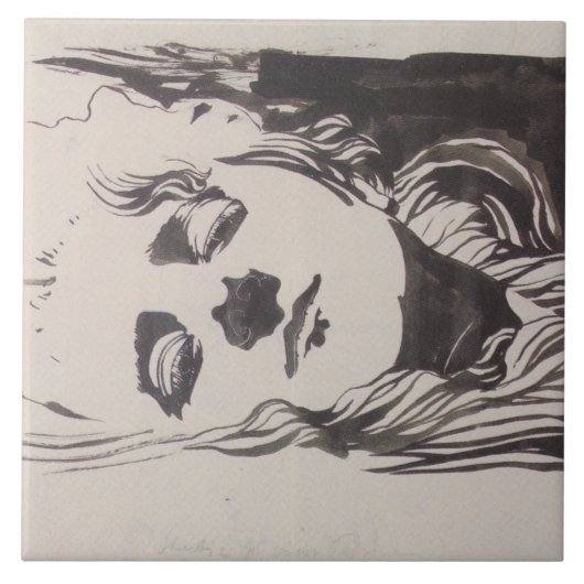 「Ver Sacrum」からの女性のスケッチ（モーザー） タイル (正面)