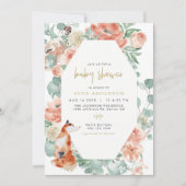 VERAグリーンリー&テラコッタフローラキツネベビーシャワー 招待状 (正面)