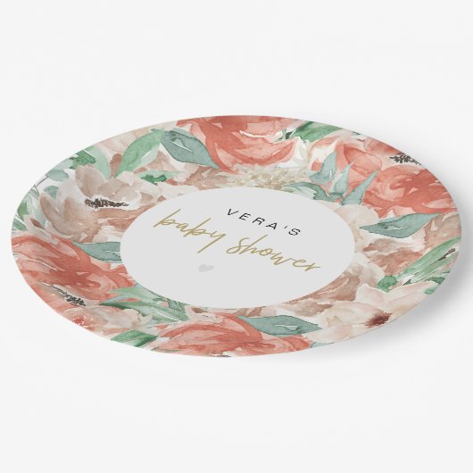 VERAユーカリプトゥスグリーンリー&テラコッタフローラ ペーパープレート (アングル)